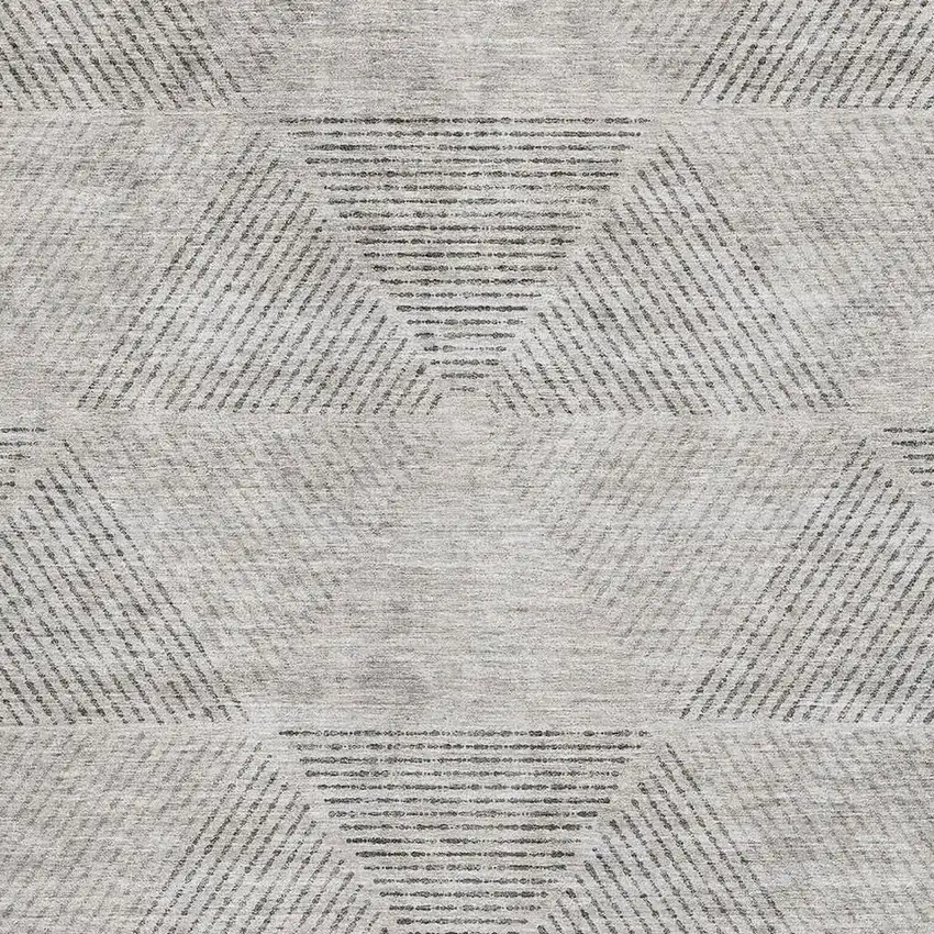 Taupe And Ivory Geometric Washable Area Rug With UV Protection Photo 3