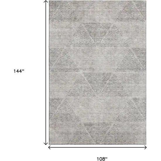 Taupe And Ivory Geometric Washable Area Rug With UV Protection Photo 3