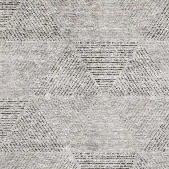 Taupe And Ivory Geometric Washable Area Rug With UV Protection Photo 3