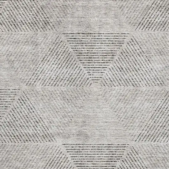 Taupe And Ivory Geometric Washable Area Rug With UV Protection Photo 3