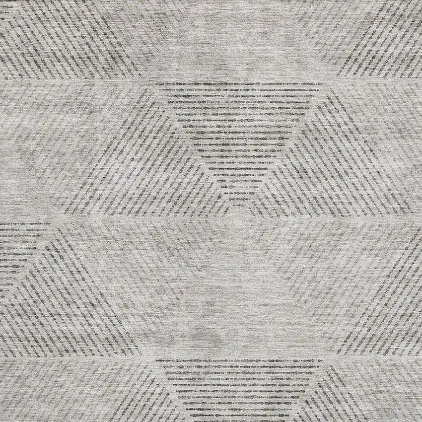 Taupe And Ivory Geometric Washable Area Rug With UV Protection Photo 3