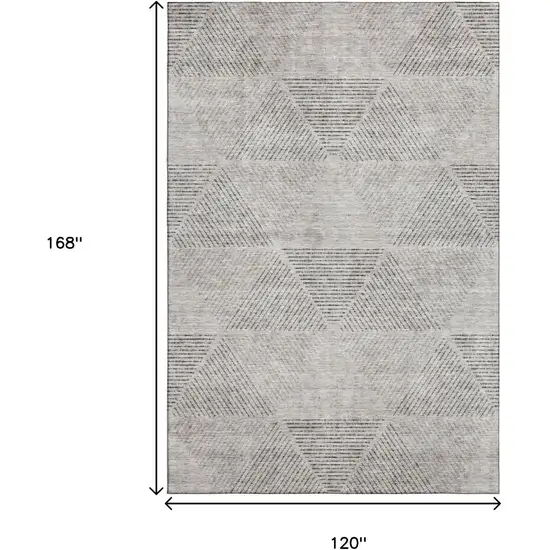 Taupe And Ivory Geometric Washable Area Rug With UV Protection Photo 3