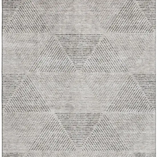 Taupe And Ivory Geometric Washable Area Rug With UV Protection Photo 4