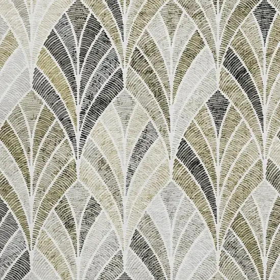 Taupe And Ivory Geometric Washable Area Rug With UV Protection Photo 3