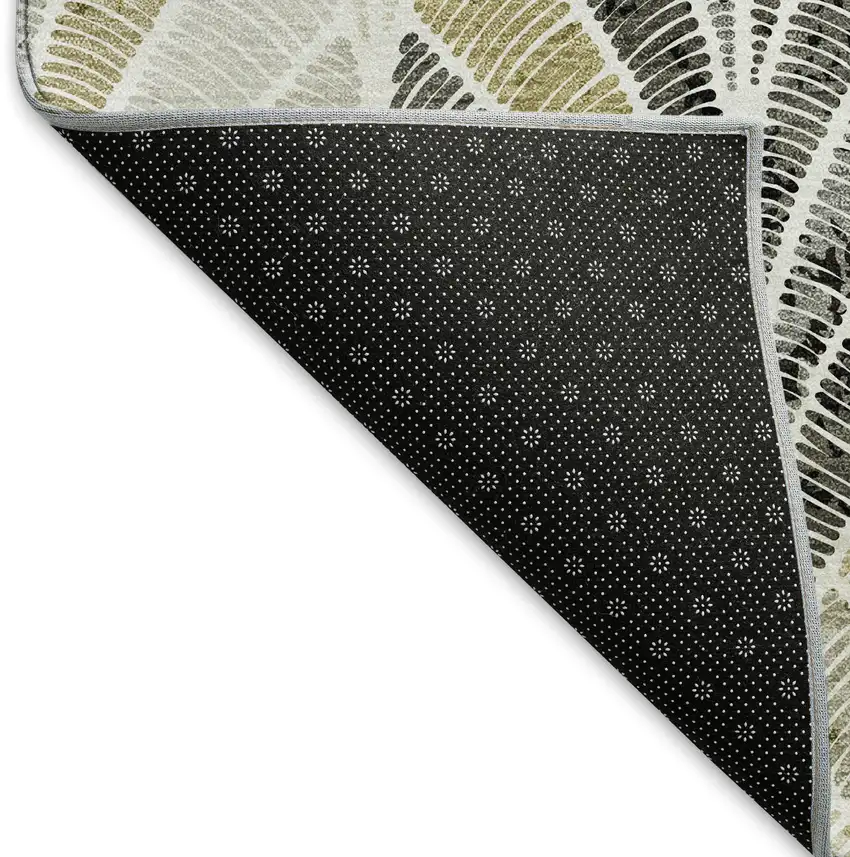 Taupe And Ivory Geometric Washable Area Rug With UV Protection Photo 7