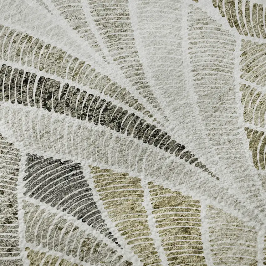 Taupe And Ivory Geometric Washable Area Rug With UV Protection Photo 9