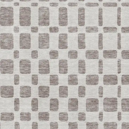 Taupe And Ivory Geometric Washable Area Rug With UV Protection Photo 3