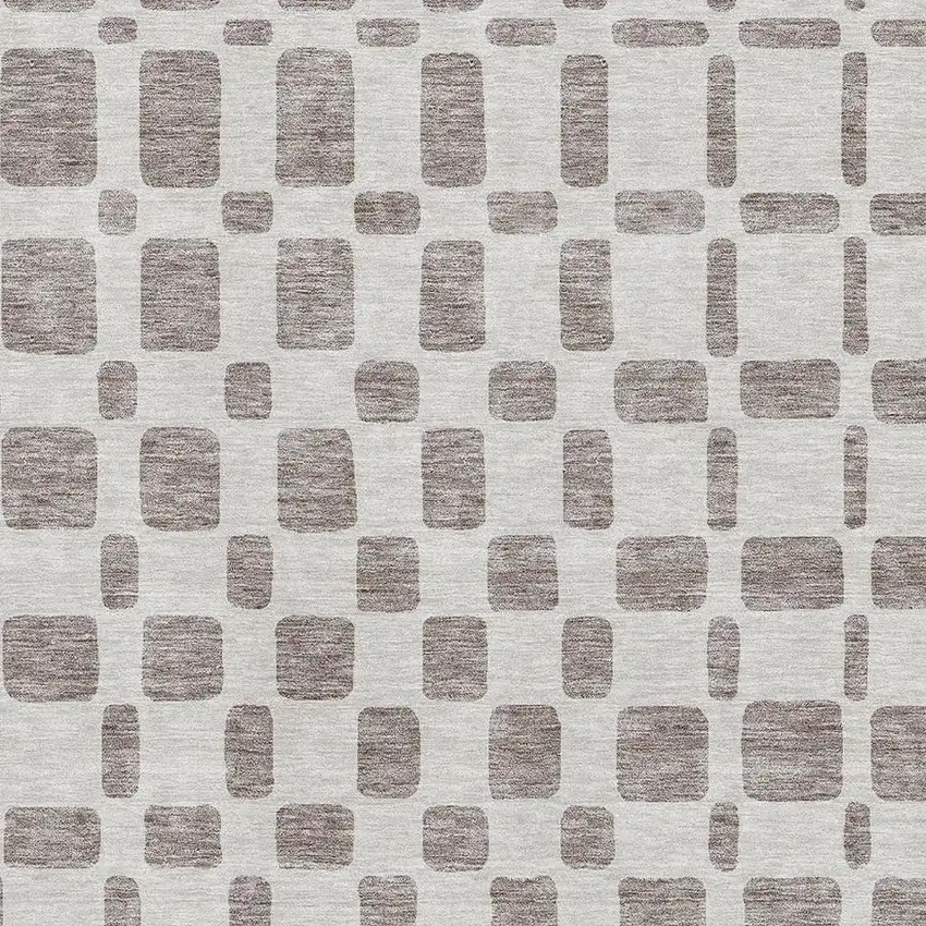 Taupe And Ivory Geometric Washable Area Rug With UV Protection Photo 3