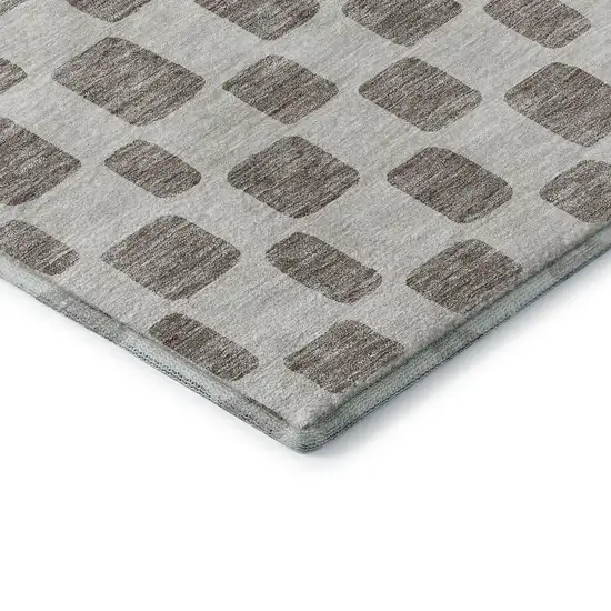 Taupe And Ivory Geometric Washable Area Rug With UV Protection Photo 8