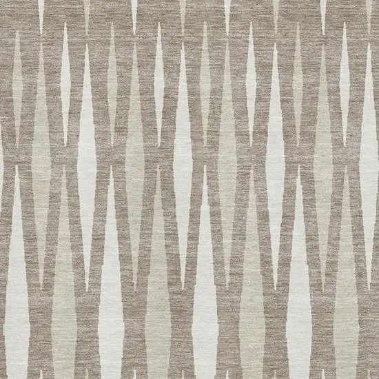 Taupe And Ivory Geometric Washable Area Rug With UV Protection Photo 3