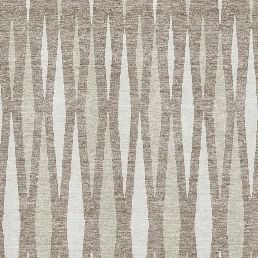 Taupe And Ivory Geometric Washable Area Rug With UV Protection Photo 3