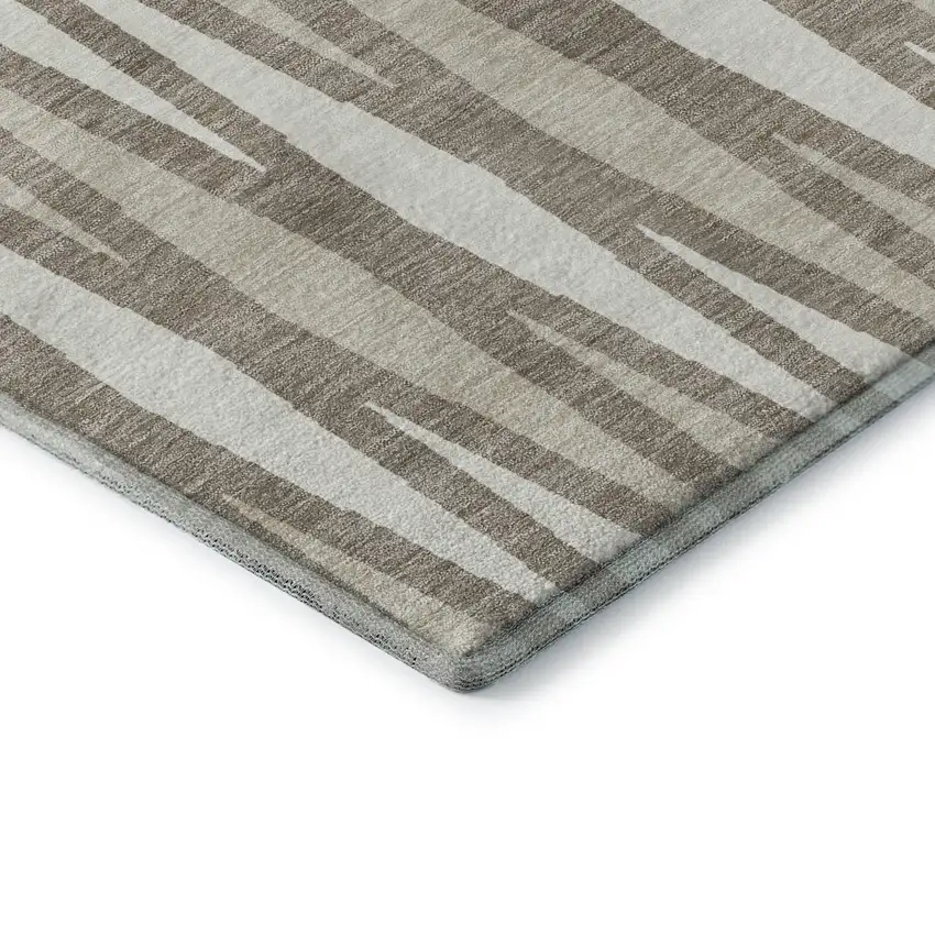 Taupe And Ivory Geometric Washable Area Rug With UV Protection Photo 8