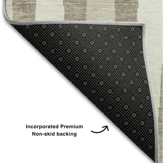 Taupe And Ivory Geometric Washable Area Rug With UV Protection Photo 7