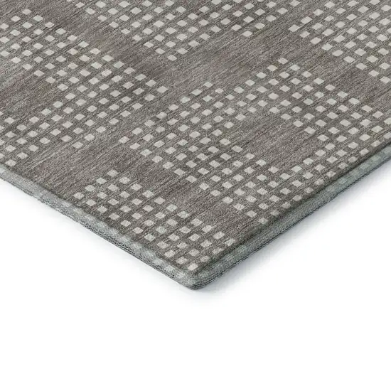 Taupe And Ivory Geometric Washable Area Rug With UV Protection Photo 8