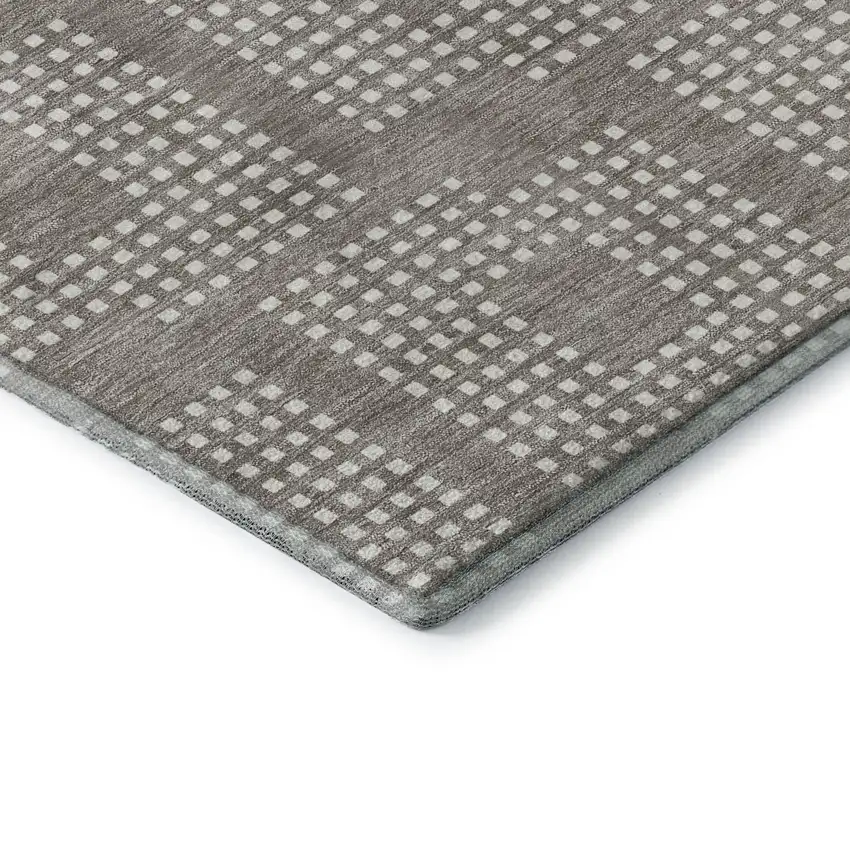 Taupe And Ivory Geometric Washable Area Rug With UV Protection Photo 8