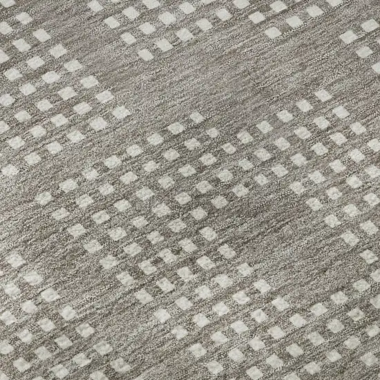 Taupe And Ivory Geometric Washable Area Rug With UV Protection Photo 7