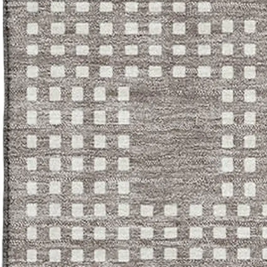 Taupe And Ivory Geometric Washable Area Rug With UV Protection Photo 3