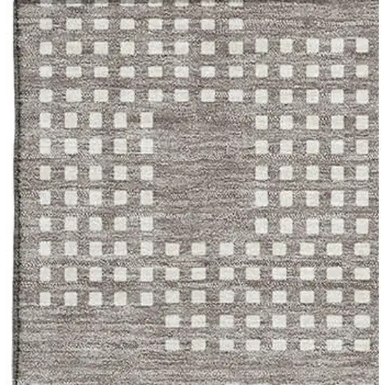 Taupe And Ivory Geometric Washable Area Rug With UV Protection Photo 4