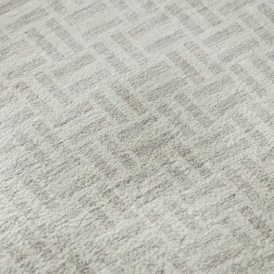 Taupe And Ivory Geometric Washable Area Rug With UV Protection Photo 9