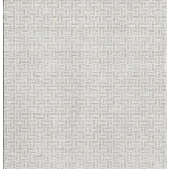 Taupe And Ivory Geometric Washable Area Rug With UV Protection Photo 3