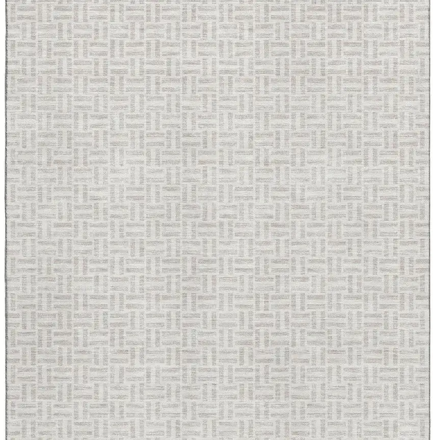 Taupe And Ivory Geometric Washable Area Rug With UV Protection Photo 3