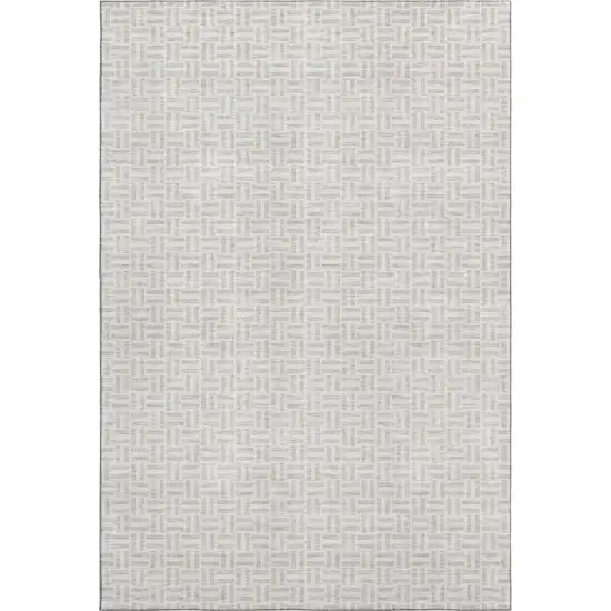 Taupe And Ivory Geometric Washable Area Rug With UV Protection Photo 1