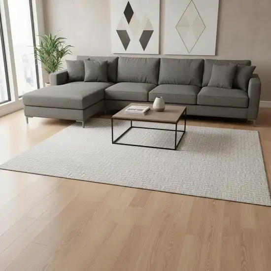 Taupe And Ivory Geometric Washable Area Rug With UV Protection Photo 2