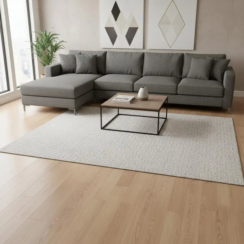 Taupe And Ivory Geometric Washable Area Rug With UV Protection Photo 2