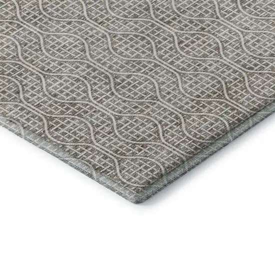 Taupe And Ivory Geometric Washable Area Rug With UV Protection Photo 7