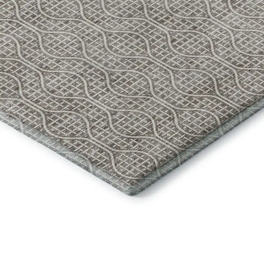 Taupe And Ivory Geometric Washable Area Rug With UV Protection Photo 7