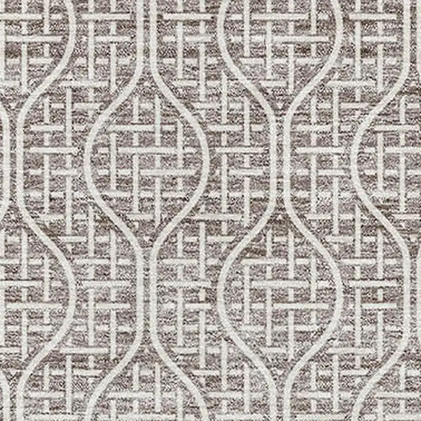 Taupe And Ivory Geometric Washable Area Rug With UV Protection Photo 2