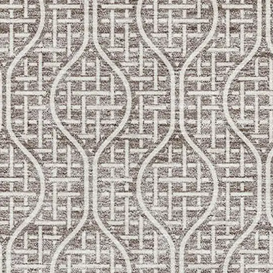 Taupe And Ivory Geometric Washable Area Rug With UV Protection Photo 2