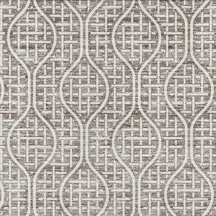 Taupe And Ivory Geometric Washable Area Rug With UV Protection Photo 3