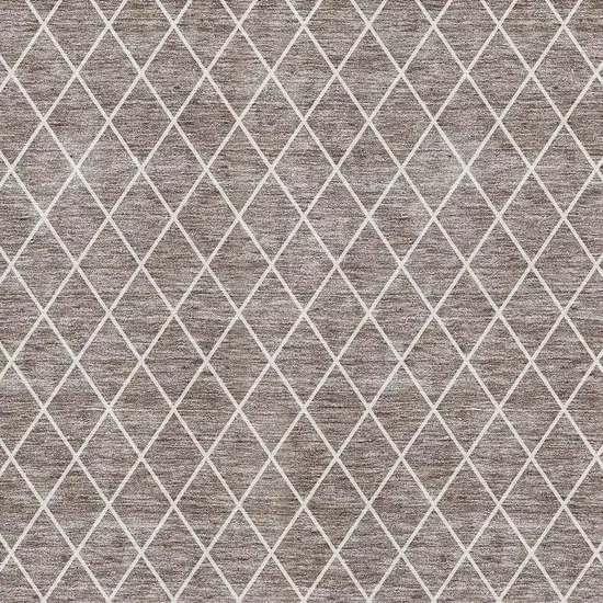 Taupe And Ivory Geometric Washable Area Rug With UV Protection Photo 2