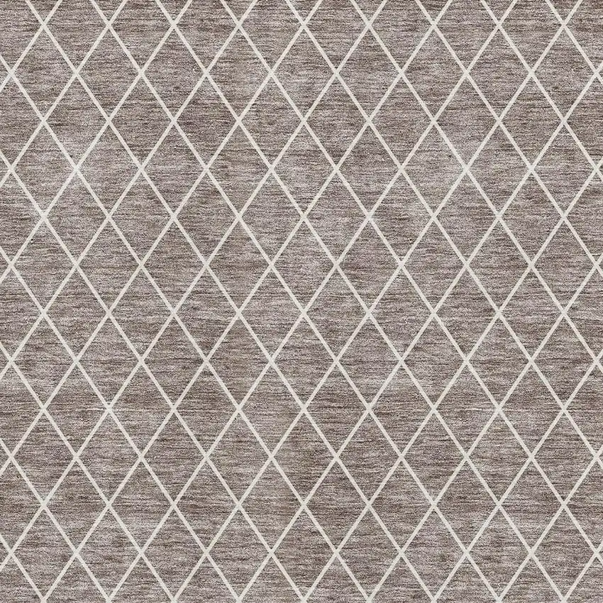 Taupe And Ivory Geometric Washable Area Rug With UV Protection Photo 2