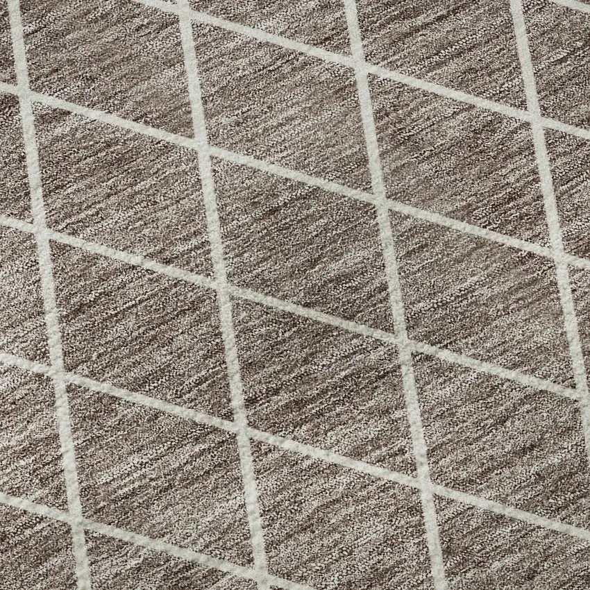 Taupe And Ivory Geometric Washable Area Rug With UV Protection Photo 9