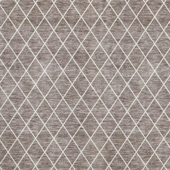 Taupe And Ivory Geometric Washable Area Rug With UV Protection Photo 2