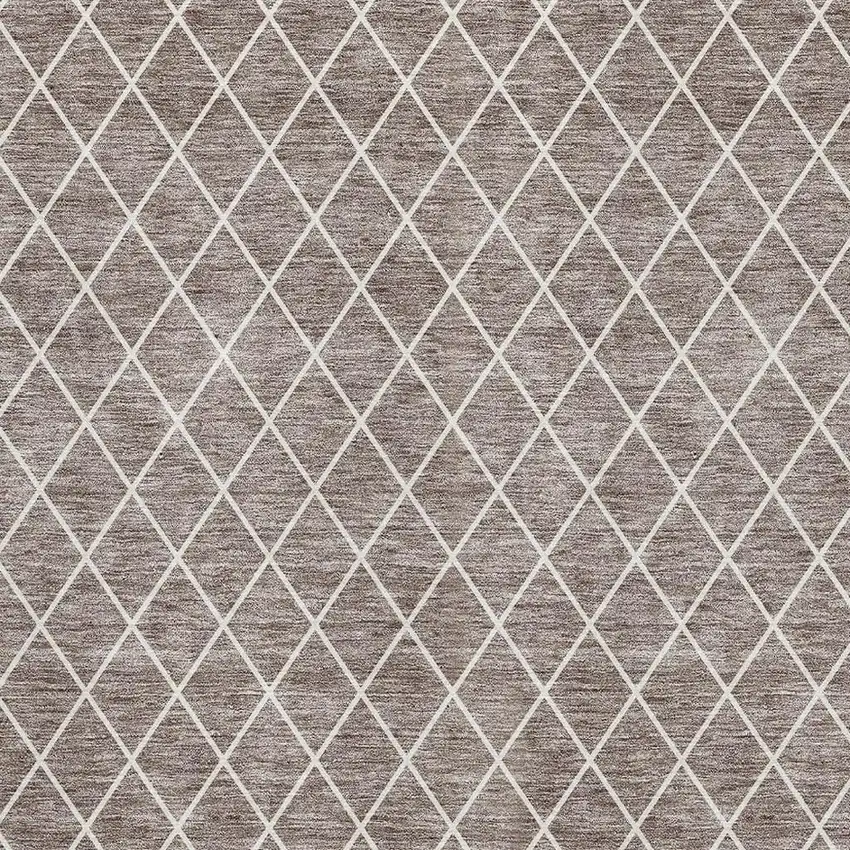 Taupe And Ivory Geometric Washable Area Rug With UV Protection Photo 2