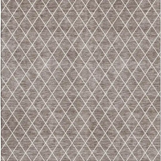 Taupe And Ivory Geometric Washable Area Rug With UV Protection Photo 3