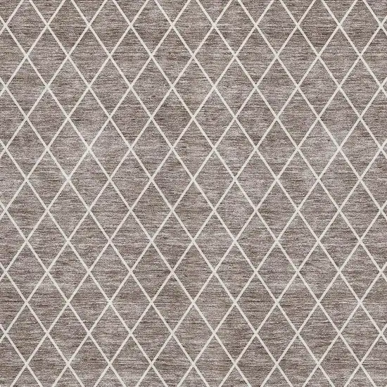 Taupe And Ivory Geometric Washable Area Rug With UV Protection Photo 2