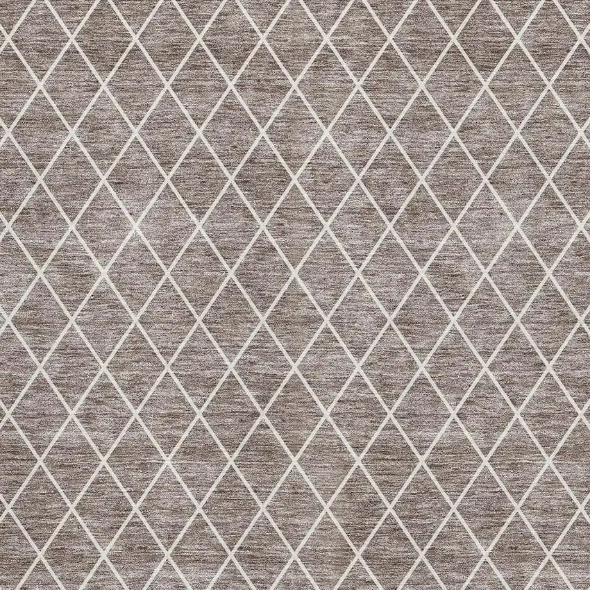 Taupe And Ivory Geometric Washable Area Rug With UV Protection Photo 2