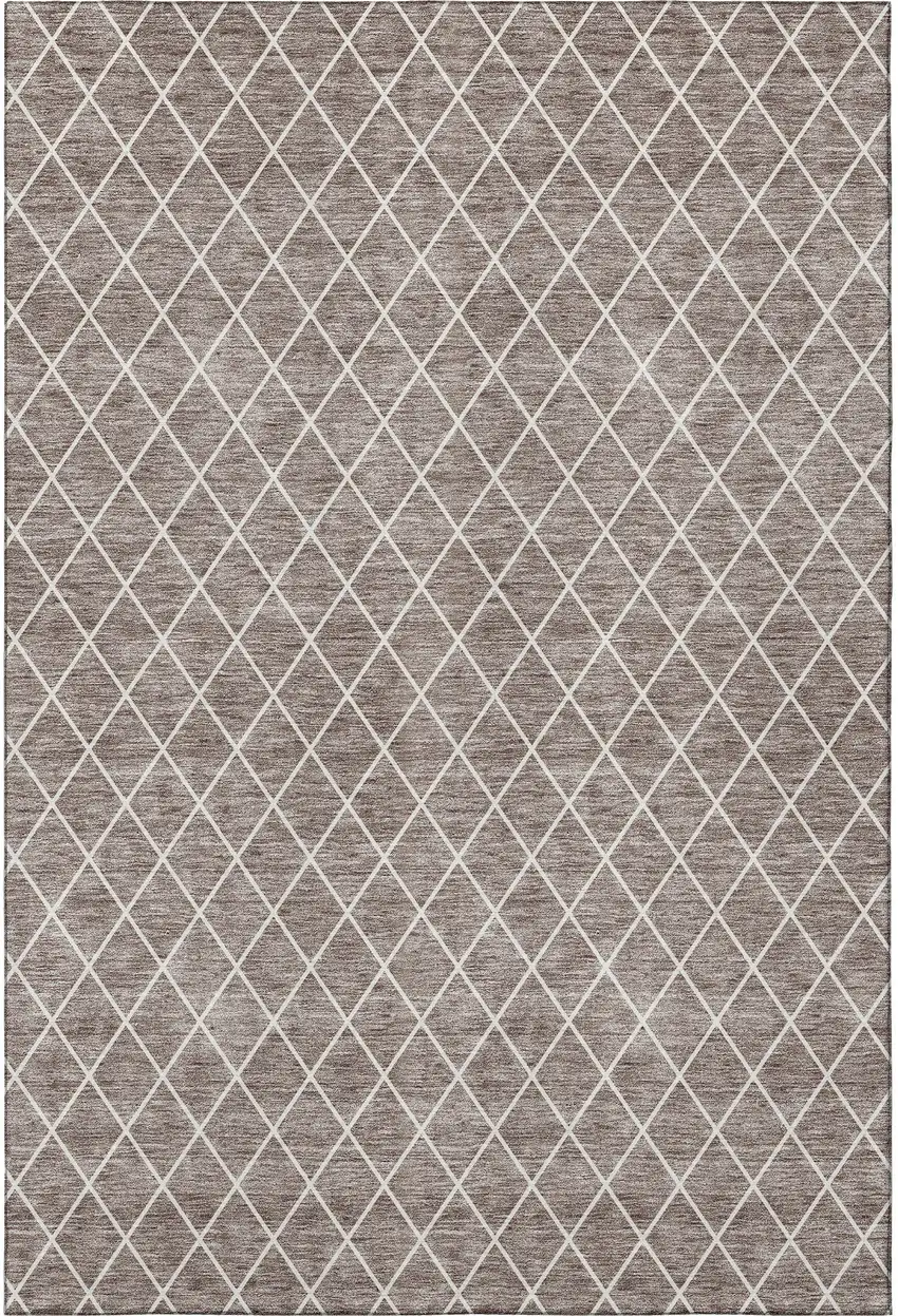 Taupe And Ivory Geometric Washable Area Rug With UV Protection Photo 3