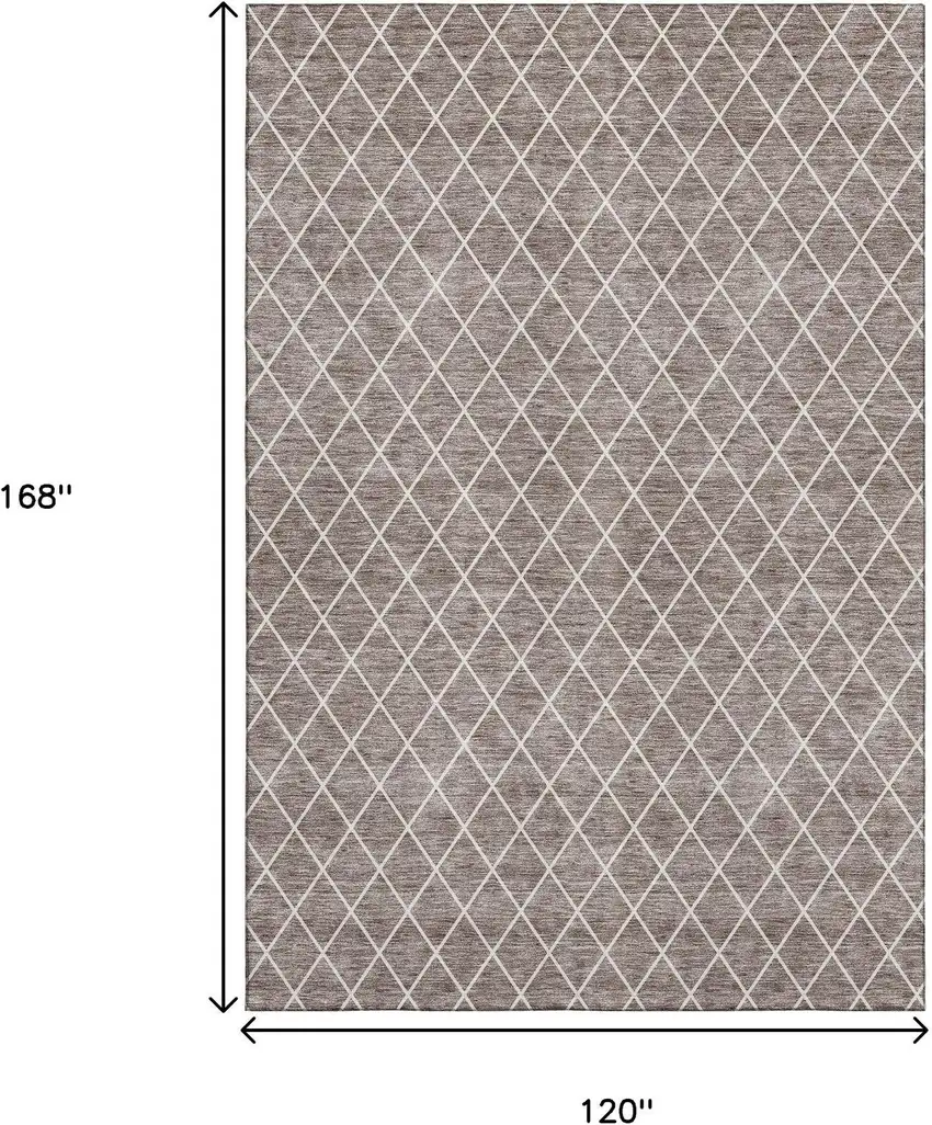 Taupe And Ivory Geometric Washable Area Rug With UV Protection Photo 9