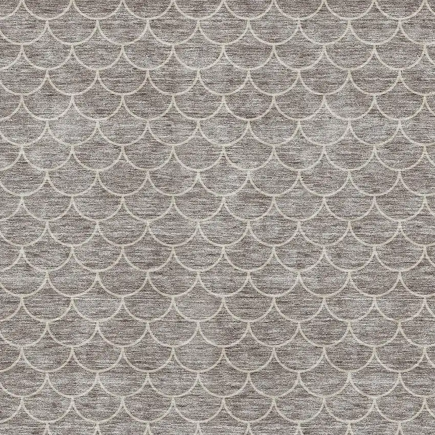 Taupe And Ivory Geometric Washable Area Rug With UV Protection Photo 2