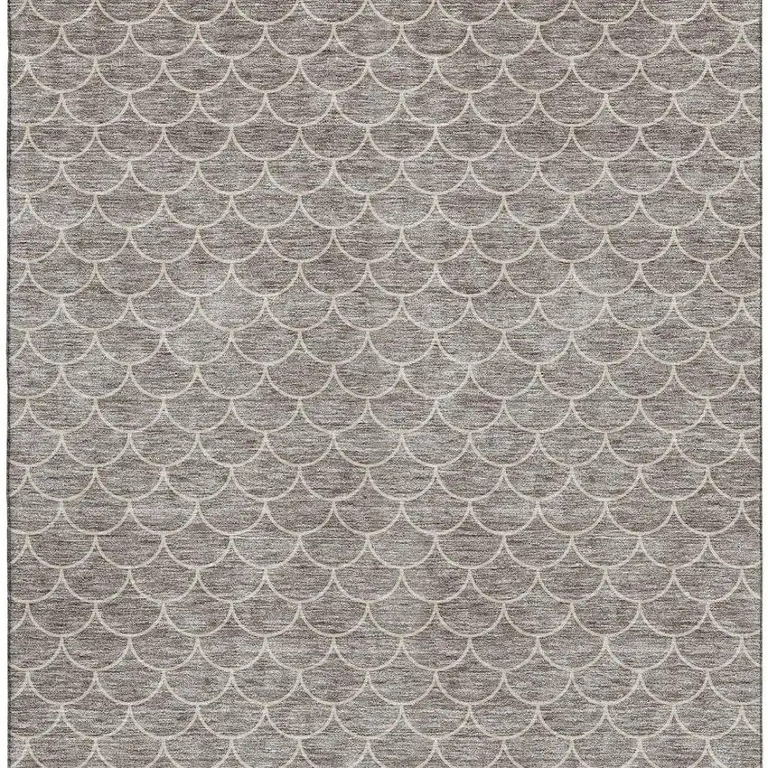 Taupe And Ivory Geometric Washable Area Rug With UV Protection Photo 3