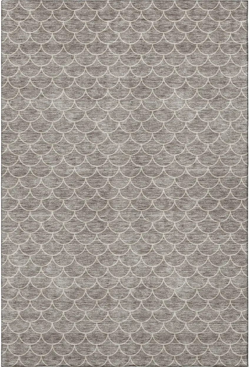 Taupe And Ivory Geometric Washable Area Rug With UV Protection Photo 3