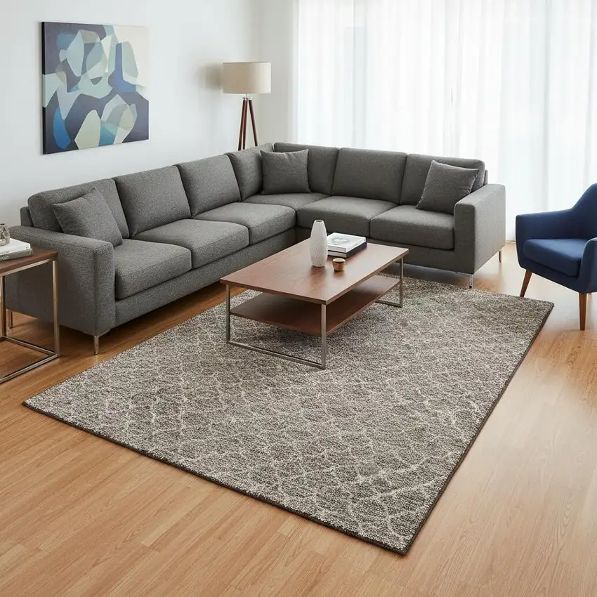 Taupe And Ivory Geometric Washable Area Rug With UV Protection Photo 2