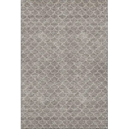 Taupe And Ivory Geometric Washable Area Rug With UV Protection Photo 3