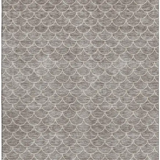 Taupe And Ivory Geometric Washable Area Rug With UV Protection Photo 3