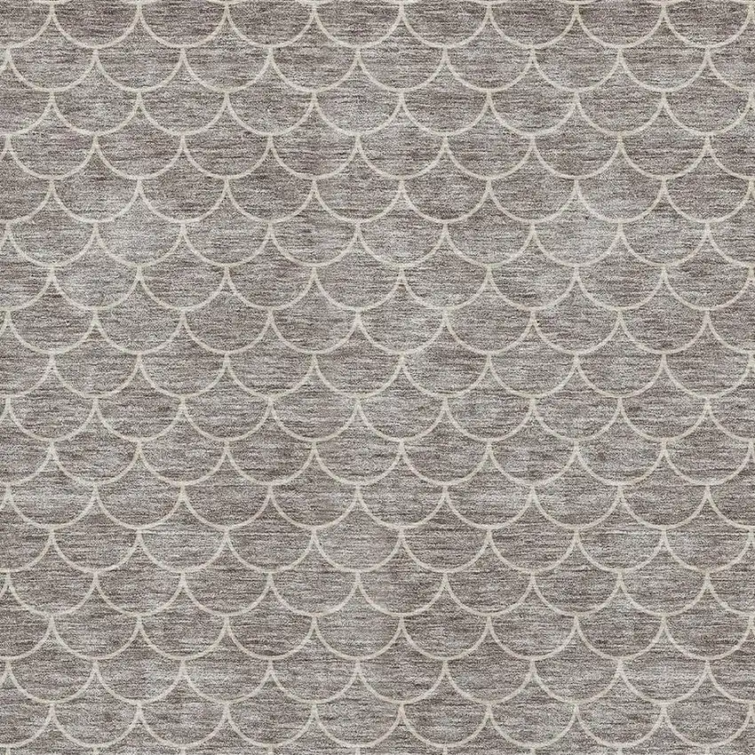 Taupe And Ivory Geometric Washable Area Rug With UV Protection Photo 2